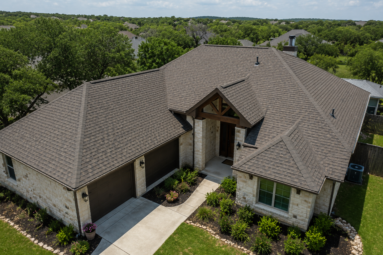 Residential roofing project with shingle roof replacement