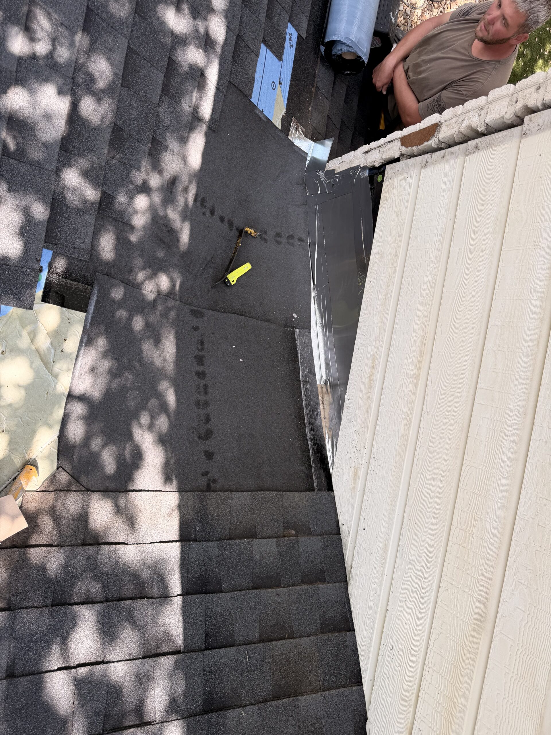 Waterproofing and flashing installed during residential roof leak repair in San Antonio, TX